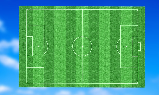 Immagine di rendering 3d del campo di calcio verde, calcio