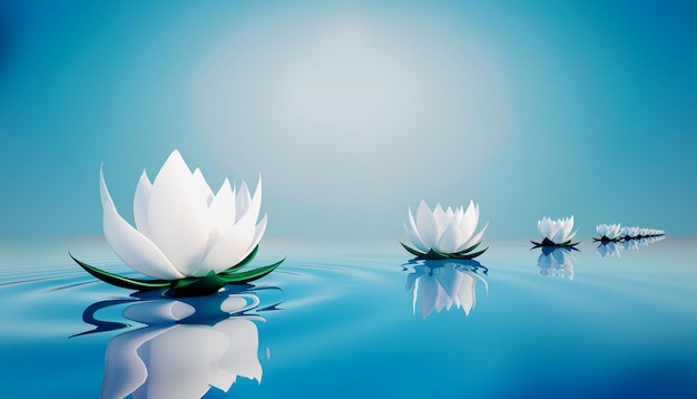 3d render image of le lotus flower on calm ripple water