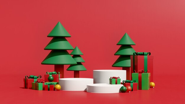 3d render image mock up podium with empty space for christmas and new yearproduct presentation