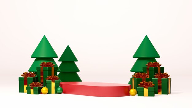 3d render image mock up podium with empty space for christmas and new yearproduct presentation