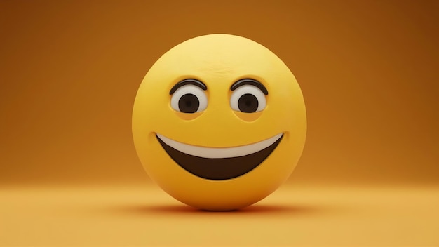 3d render image smirking cool yellow emoticon or emoji