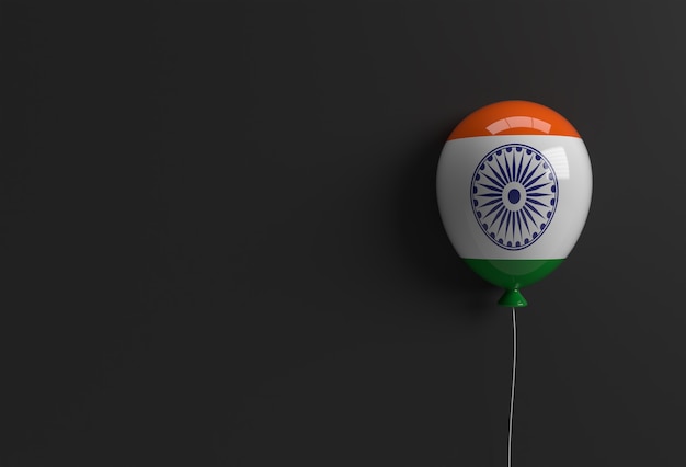 3D Render India Onafhankelijkheidsdag Banner India Vlag Luchtballonnen.