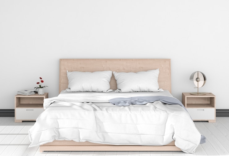Photo 3d render of interior bedroom 