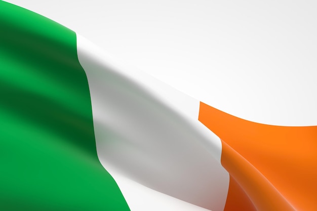 3d render of the Irish flag waving.