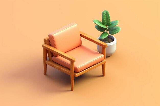 3d render of isometric armchair