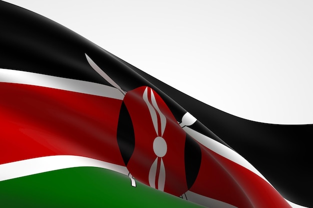 3d render of the Kenyan flag waving.