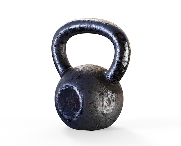 Photo 3d render of kettlebell over white