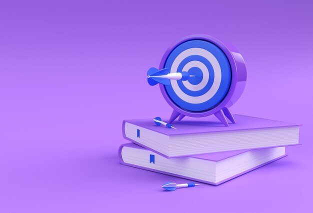 3D Render Klok met boeken in minimalistische stijl Illustratie