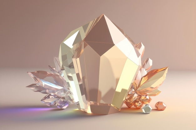 3D render kristal op pastel achtergrond juweel esoterische accessoire AI Generation
