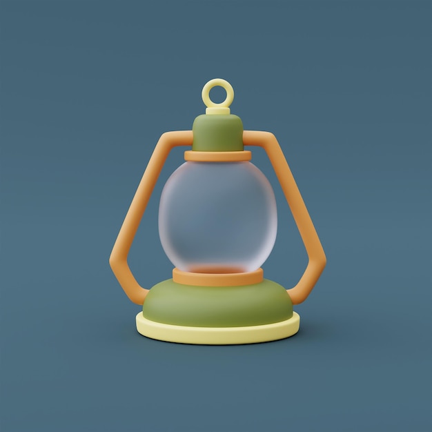 3d render of lantern on blue background,Camping equipment,holiday vacation concept.minimal style.3d rendering.