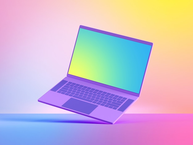 3d render laptop computer mockup with blank screen