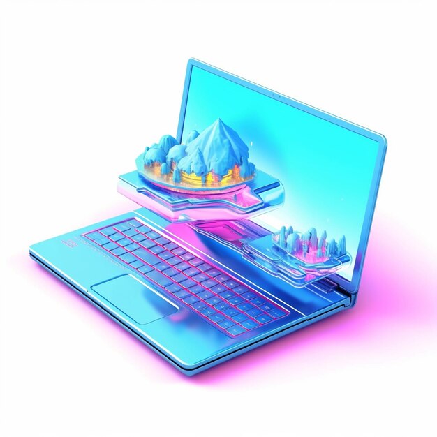 Photo 3d render laptop