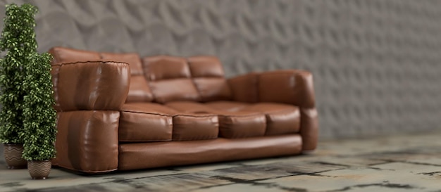 3d render lather sofa interior blur focus