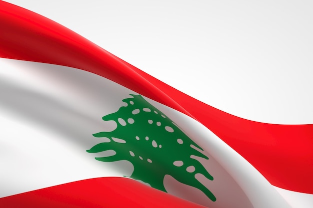 3d render of the Lebanese flag waving.