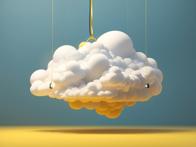 3D-рендеринг Левитирующего облака, привязанного тяжелыми цепями