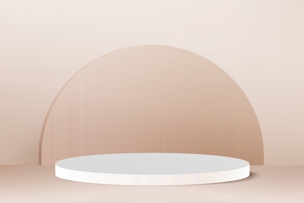 3d render light gold round podium on light gold background