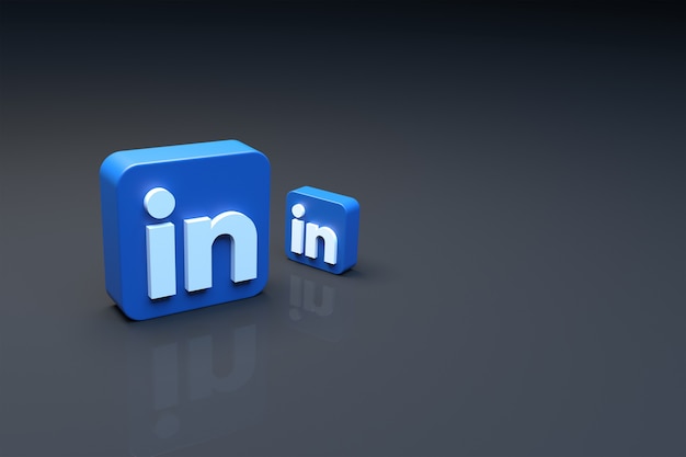 Rendering 3d del logo linkedin