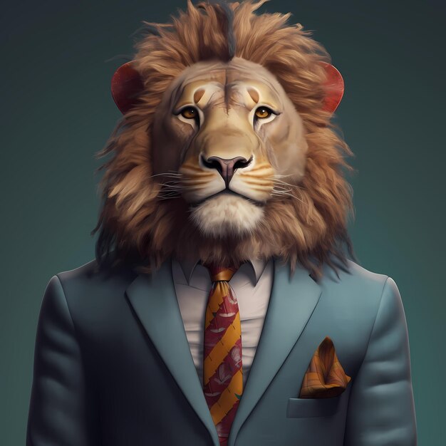 3d render of lion in a suit