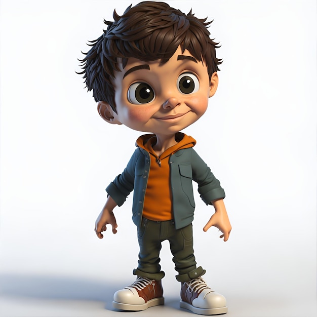 3D Render of a Little Boy with Down syndrome and casual clothes