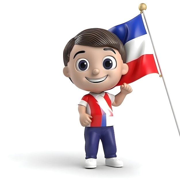 3D Render of a Little Boy with the Flag of Costa Rica