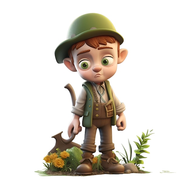 3D Render of a Little Boy with Leprechaun Costume