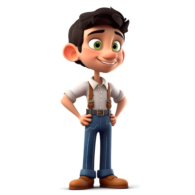3D Render of Little Boy with Oktoberfest hat and suspenders