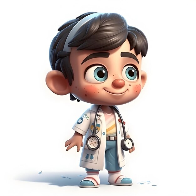 3D Render of a Little Boy with a stethoscope around his neck