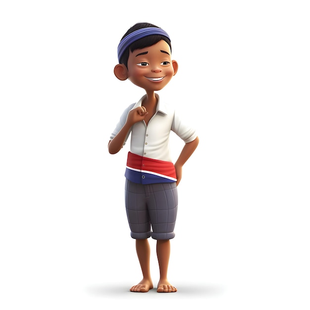 3D Render of a Little Boy with Thumbs Up Gesture