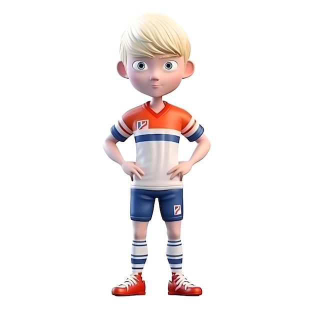 3D Render of a little boy with tshirt and shorts