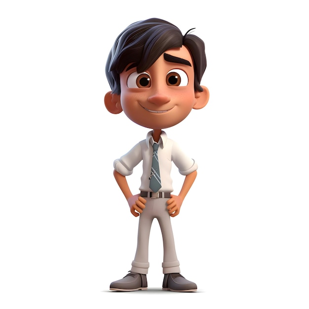 3D Render of Little Business man with white backgroundwith clipping path