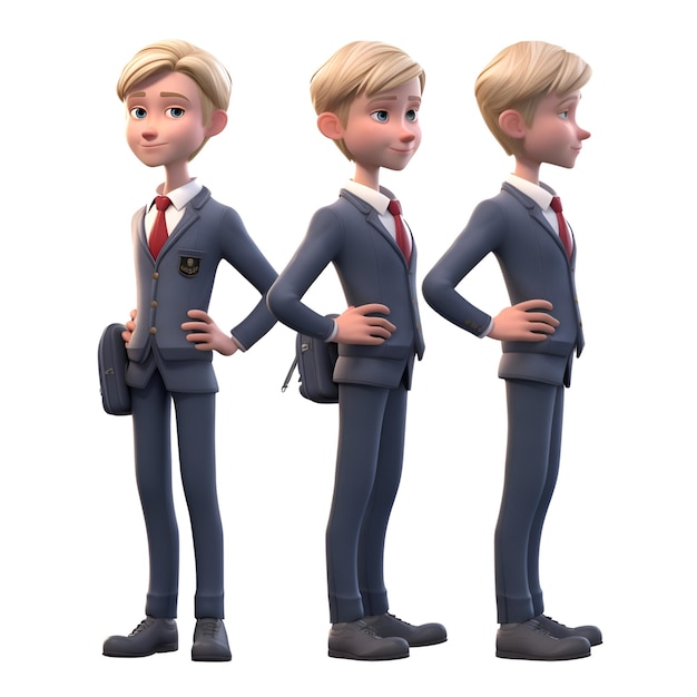 3D Render of a Little Businessman with a briefcase in his hand