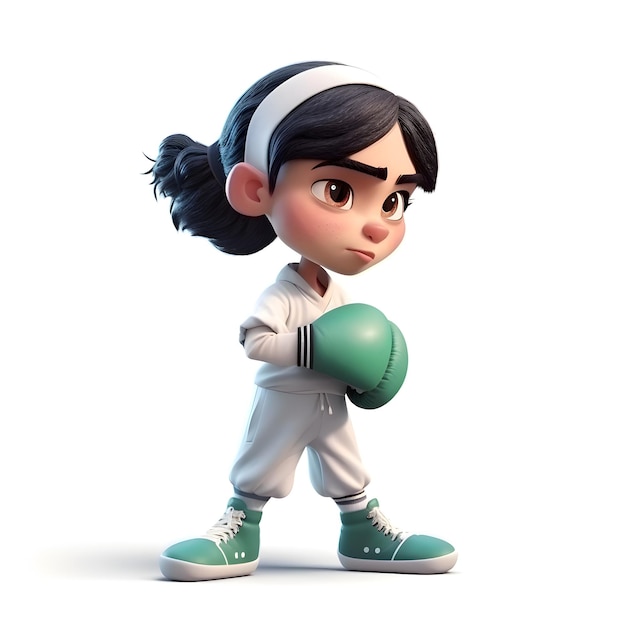 3D Render of a Little Girl Baseball Player with a white background