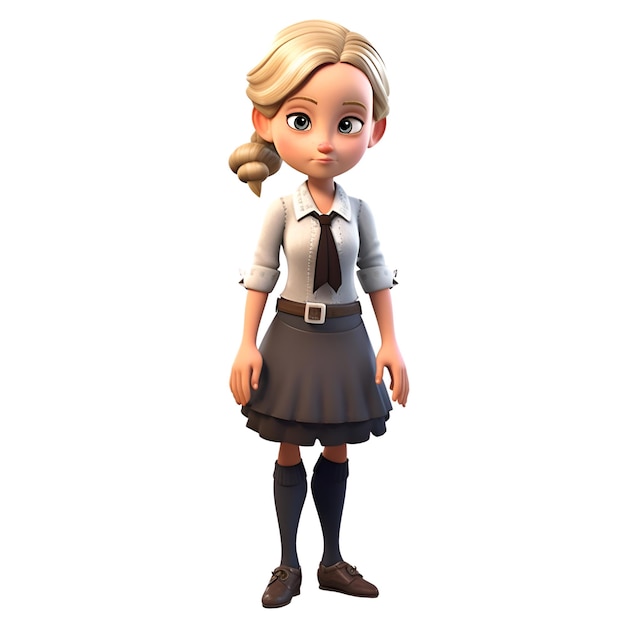 3D Render of Little Girl with Oktoberfest costume posing