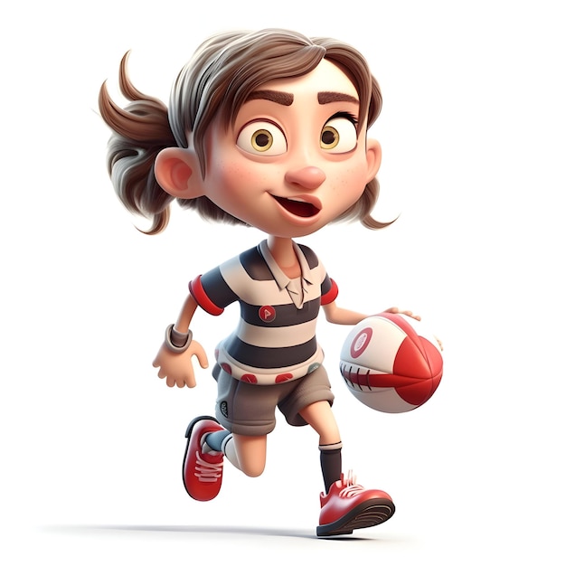 3D Render of a Little Girl with a Volleyball Ball