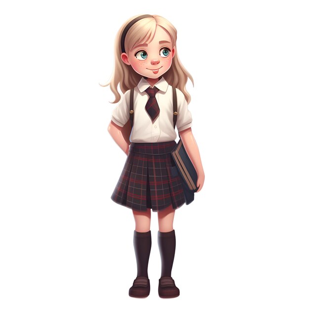 3D Render of a Little Schoolgirl isolated on white background