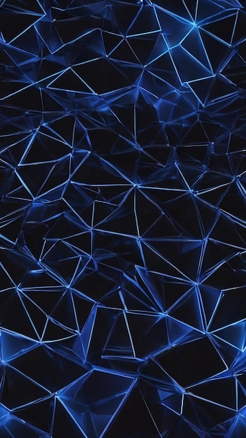 3d render low poly blue wireframe треугольник на черном фоне хостинг интернет веб-серверов данных