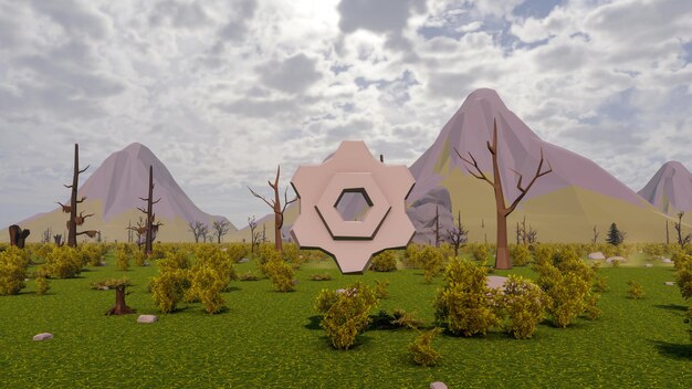 3D render and low poly Graphic resources for sustainable development goals biodiversity a growing economy and ecology