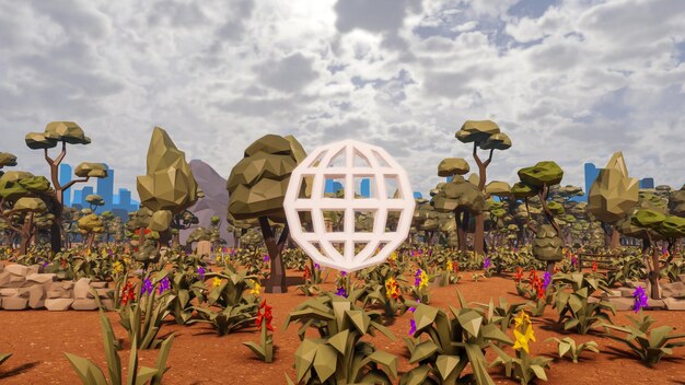 3D render and low poly Graphic resources for sustainable development goals biodiversity a growing economy and ecology