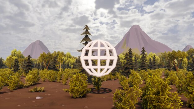 3D render and low poly Graphic resources for sustainable development goals biodiversity a growing economy and ecology