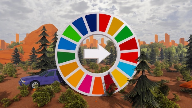 3D render and low poly Graphic resources for sustainable development goals biodiversity a growing economy and ecology