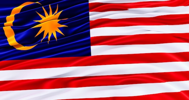 3D render of malaysia flag for Memorial Day Independence Day