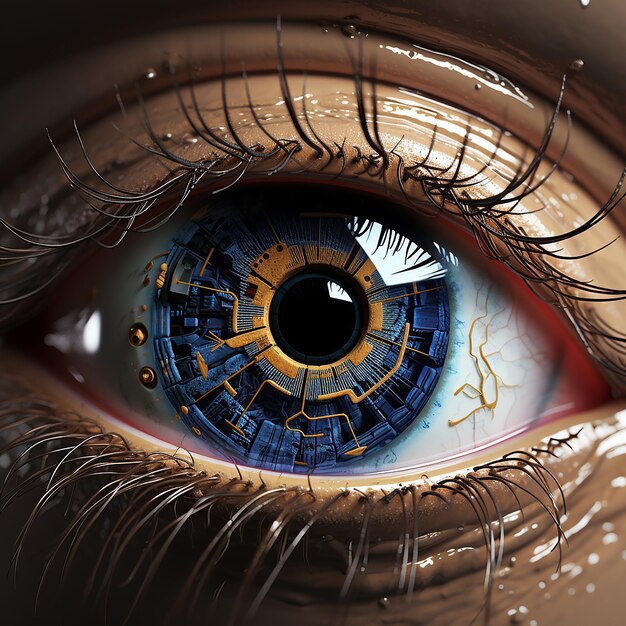 3d render of male human eye intersection anatomy