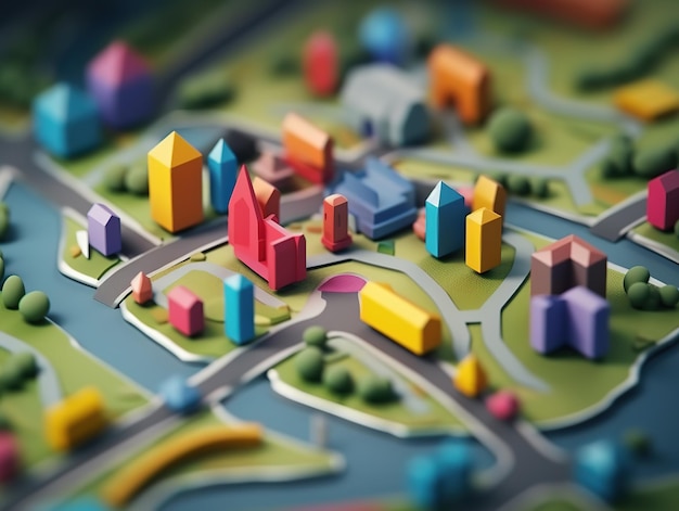 3D render of map with location pin