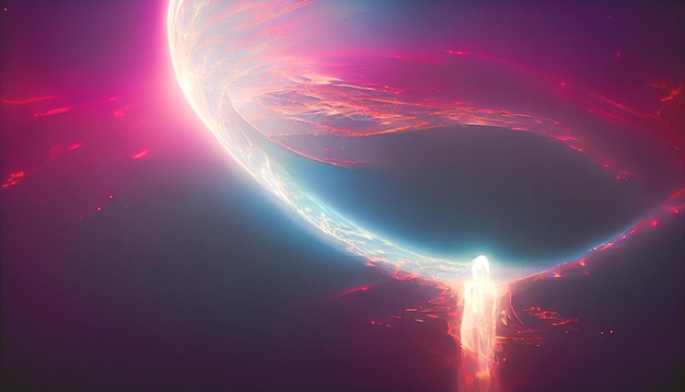 3D render massive cosmic portal with holographic color Beautiful HD wallpaper