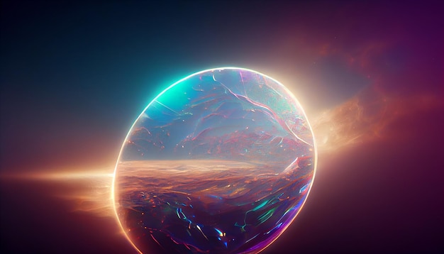 3D render massive cosmic portal with holographic color Beautiful HD wallpaper