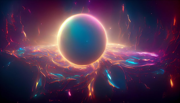 3D render massive cosmic portal with holographic color Beautiful HD wallpaper