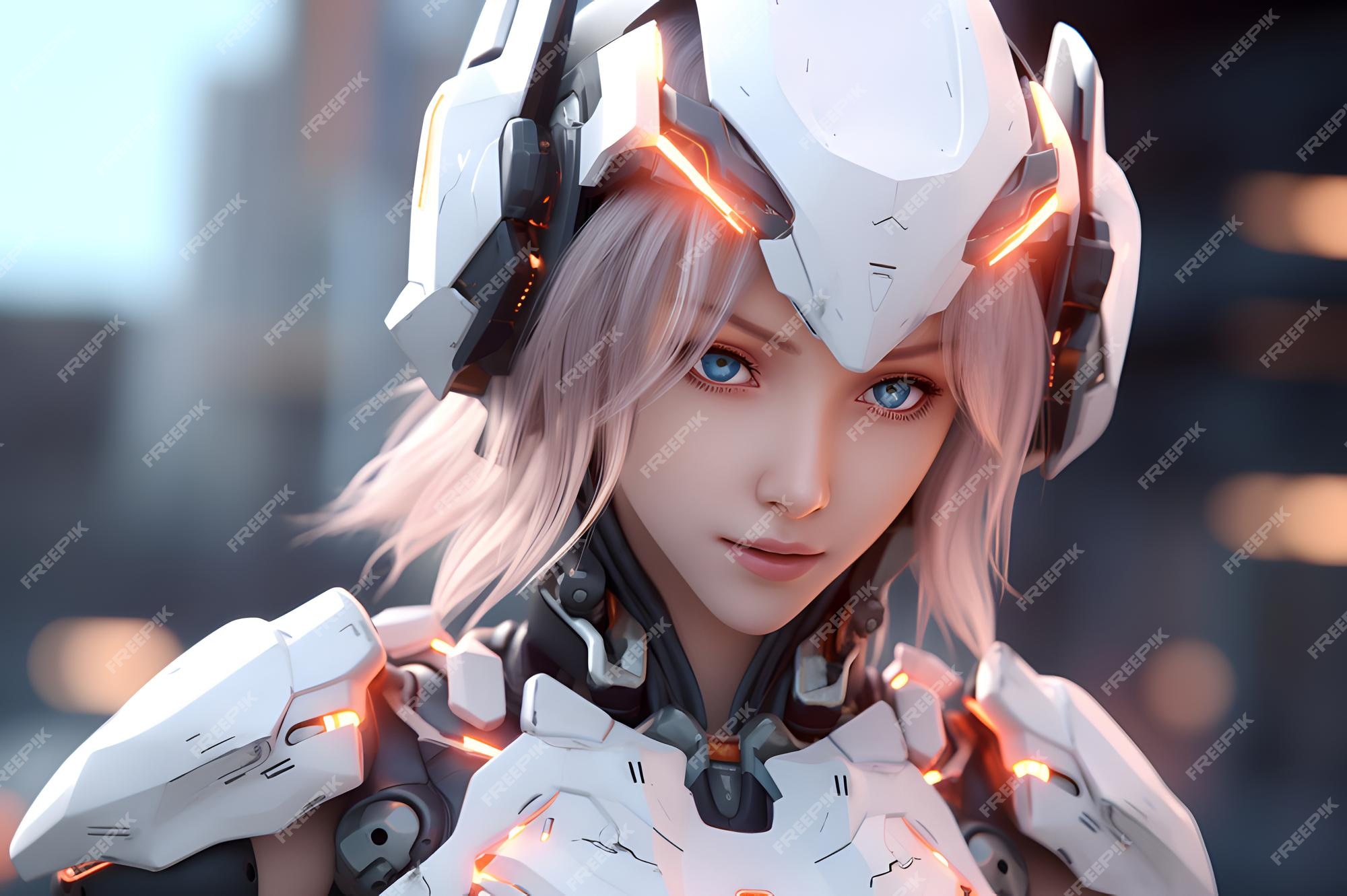 Premium Photo  3d render of mecha robot anime girl