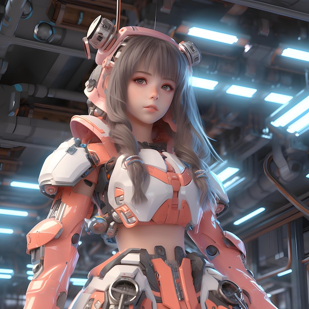 3d render of Mecha robot anime girl AI Generative 30717987 Stock Photo at  Vecteezy