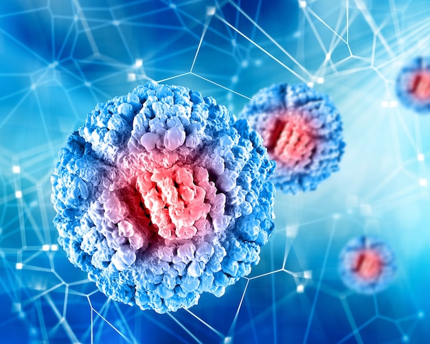 3D render of a medical abstract background with virus cells