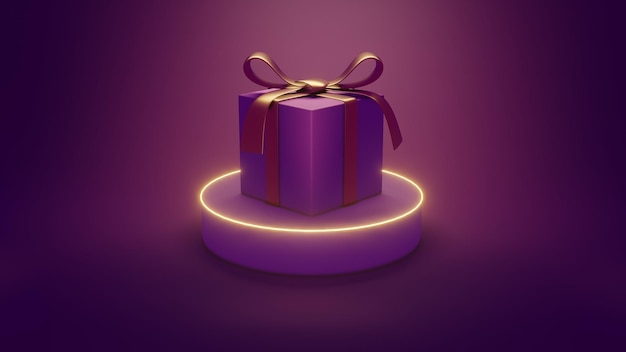 3D Render Merry Christmas and Happy New Year Background realistic festive gifts box Xmas present